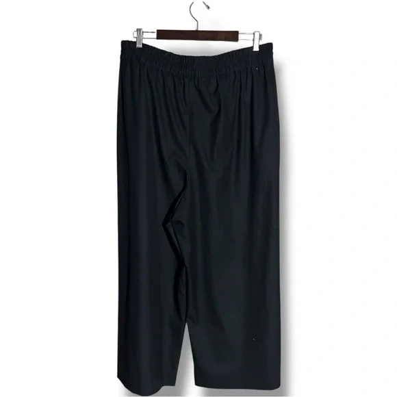 Anne Klein Black Wide-Leg Elastic Drawstring Waist Ankle Length Loose Fit Pants - Picture 6 of 10